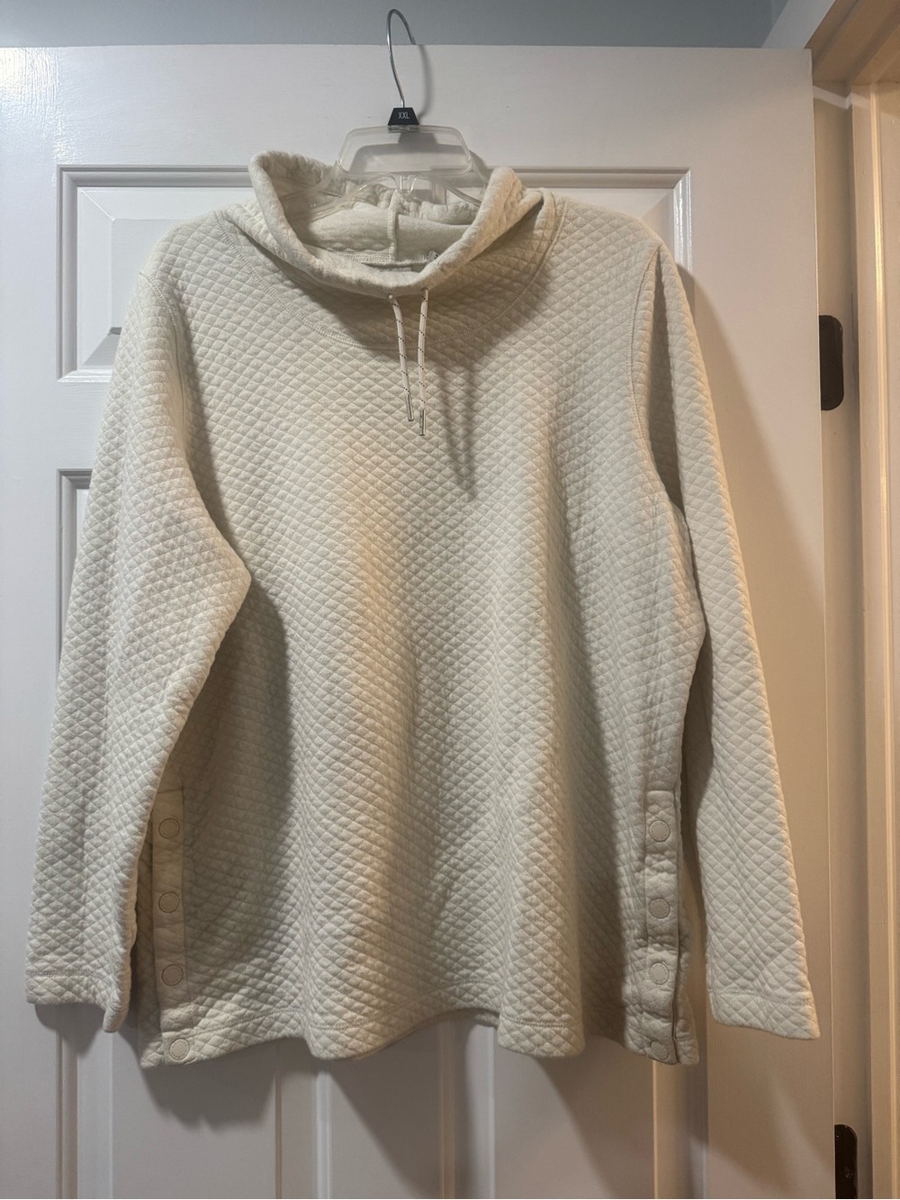 L.L. Bean Quilted Cream Crewneck Pullover